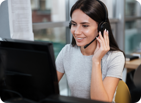 woman on support call image
